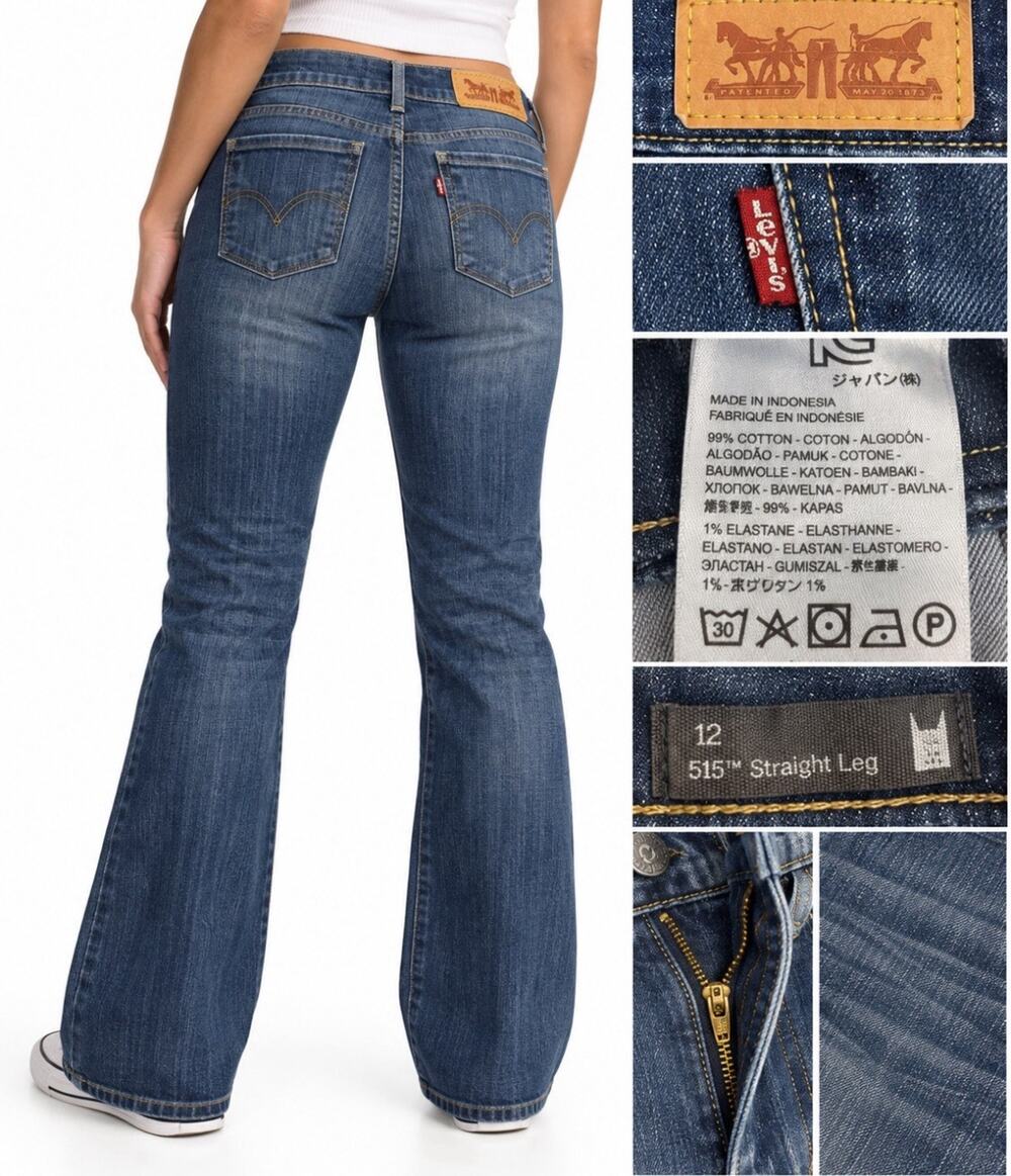 Y2K Indie Levi's 515 Straight Leg Jeans Size 12 Medium Wash Stretch Denim 2000s